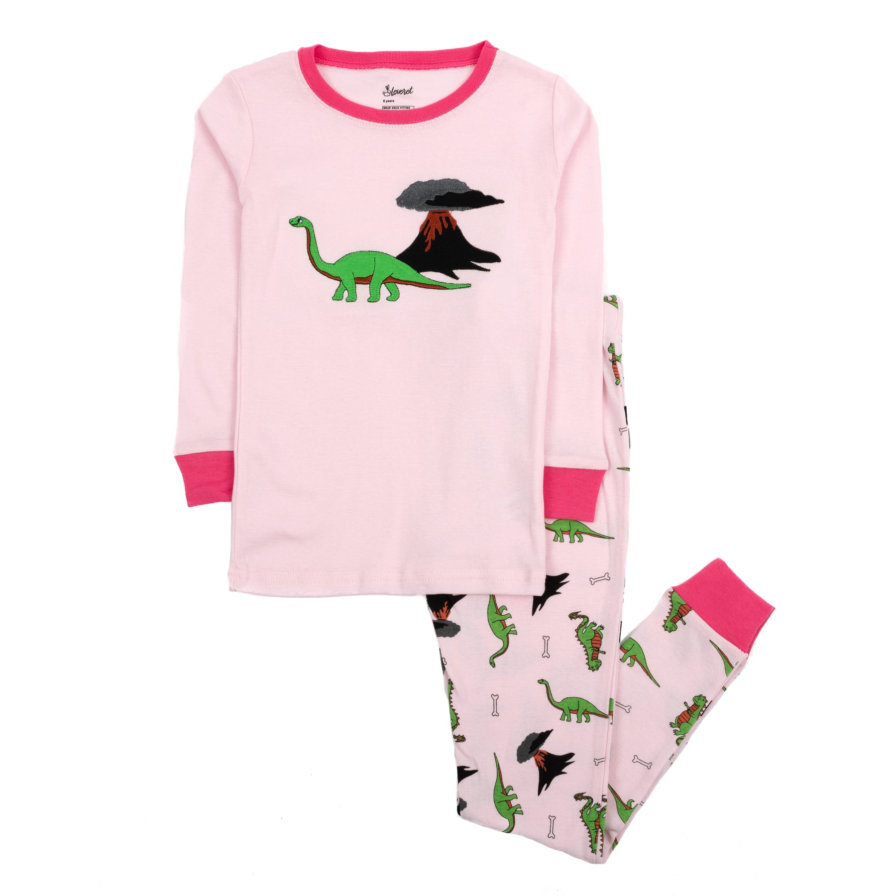 Kinder zweiteilige Baumwolle Pyjamas Dinosaurier rosa