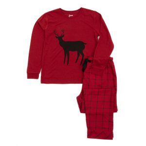 Weihnachten Kinder Pyjamas Poly Top und Flanell Hose Rentier