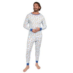 Herren zwei Stück Baumwolle Pyjama Regenbogenblau