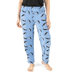 Weihnachten Damen Fleece Pyjama Hose Pinguin