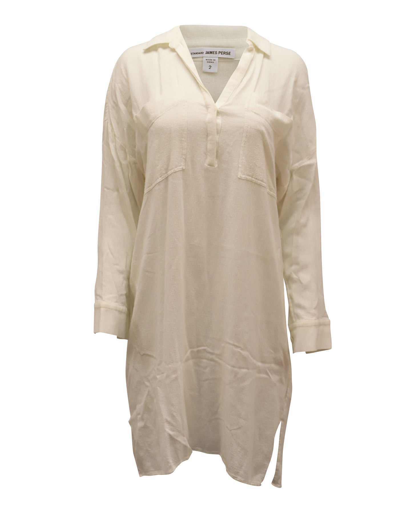 James Perse Kleid aus ivoryer Viskose – Hemd