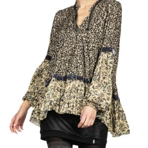 Millefleur Blouse in creme/schwarz