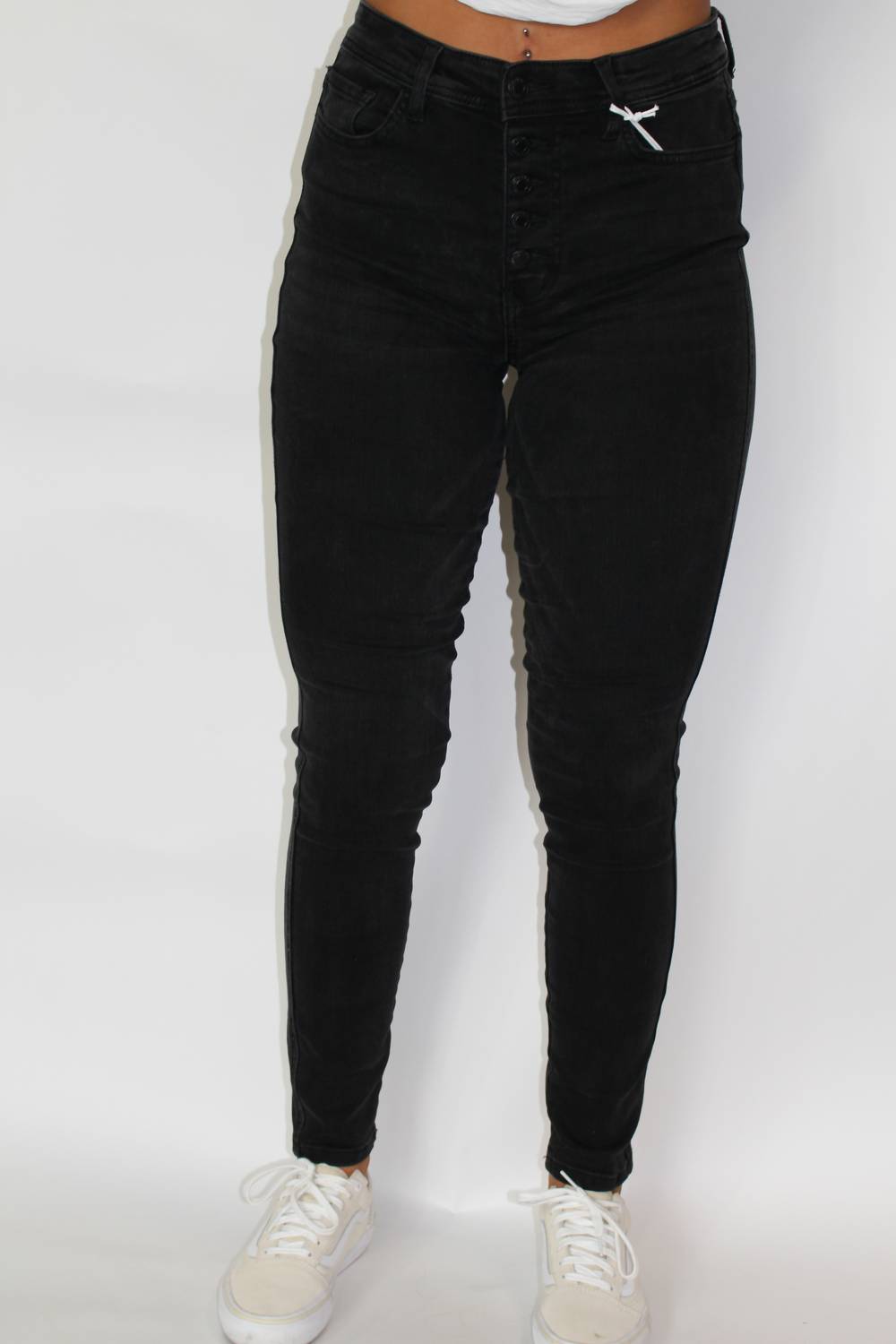 Haylie hoher Bund Skinny Jeans in Schwarz