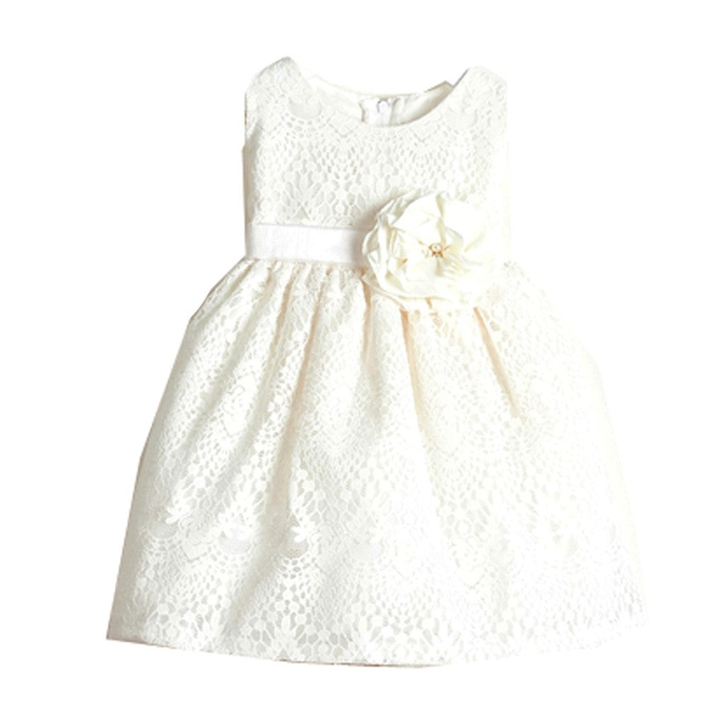 Baby Mädchen Off-White Vintage Spitze Overlay Blumenmädchen Kleid 6-24M