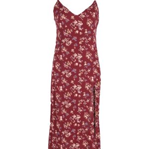 Reformation Crimini Blumendruck Midikleid in Burgund Viskose