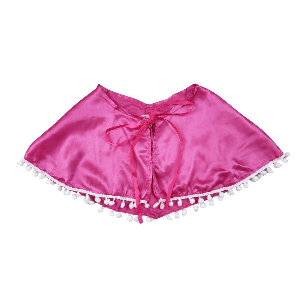 Kleine Mädchen heiß rosa weiß Pom Pom Besatz Halloween Cape 2-4