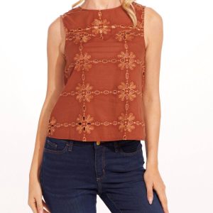 Carrie Baumwoll Lochstickerein Top in sedona 7670816374844