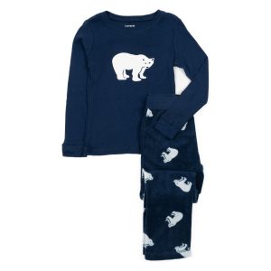 Weihnachten Kinder Baumwolle Top und Fleece Hose Pyjamas Eisbär