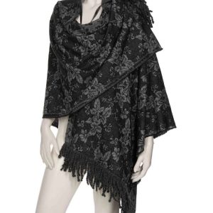 Poncho Jaquard in grau