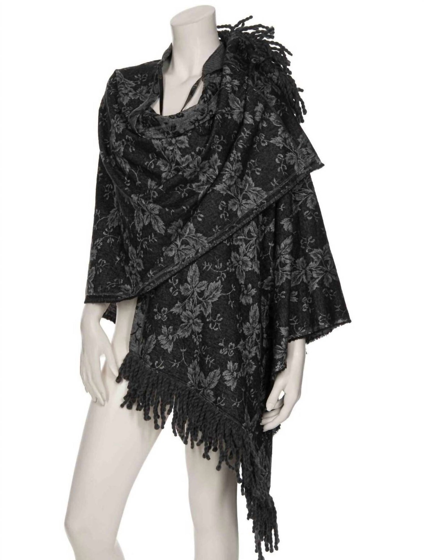 Poncho Jaquard in grau