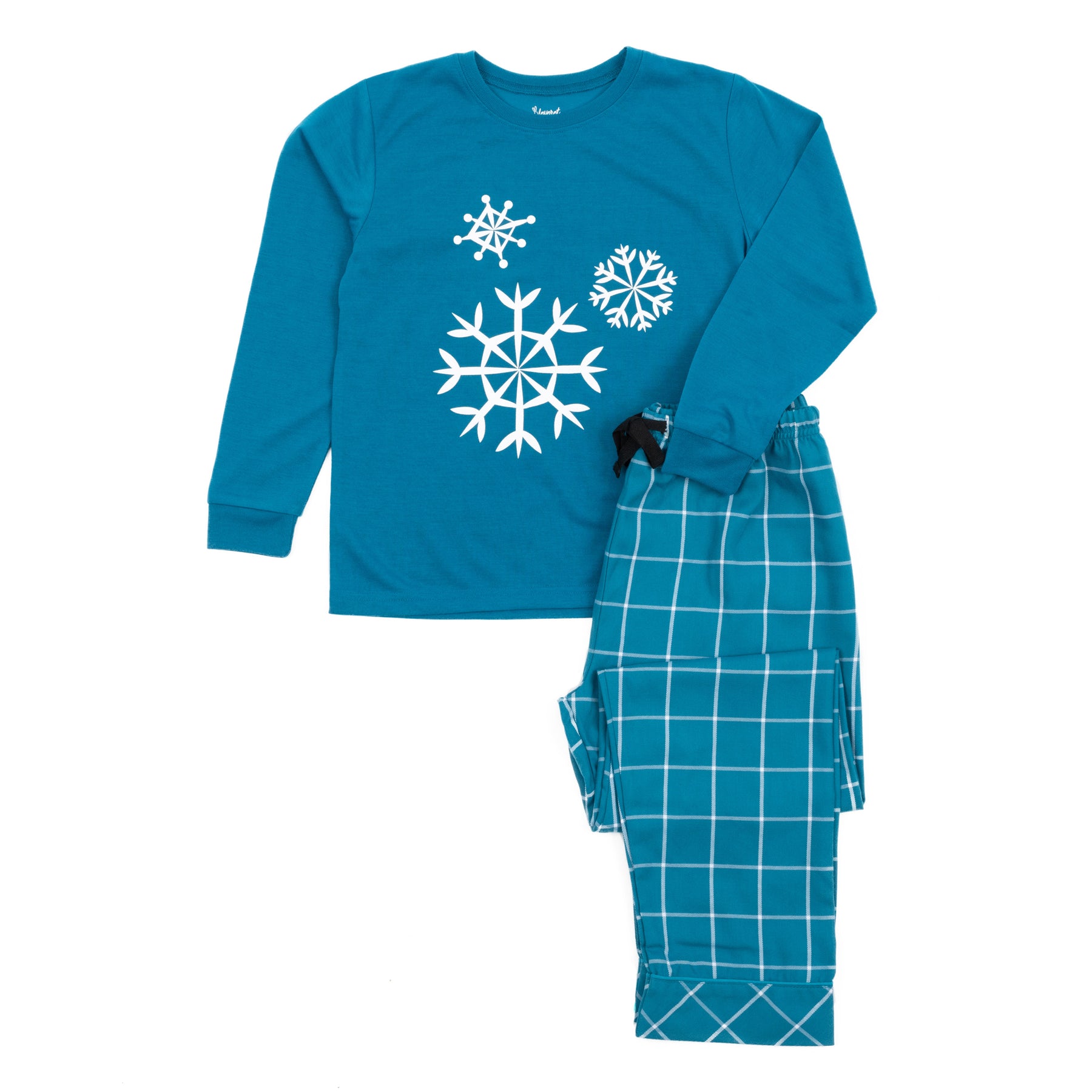 Weihnachten Kinder Pyjamas Poly Top und Flanellhose Schneeflocke