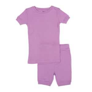 Kinder zwei Stück Baumwolle kurze Pyjamas klassische feste Farbe