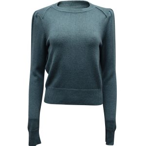 Isabel Marant Étoile Rundhalspullover mit Puff Ärmeln in Seafoam grüne Baumwolle