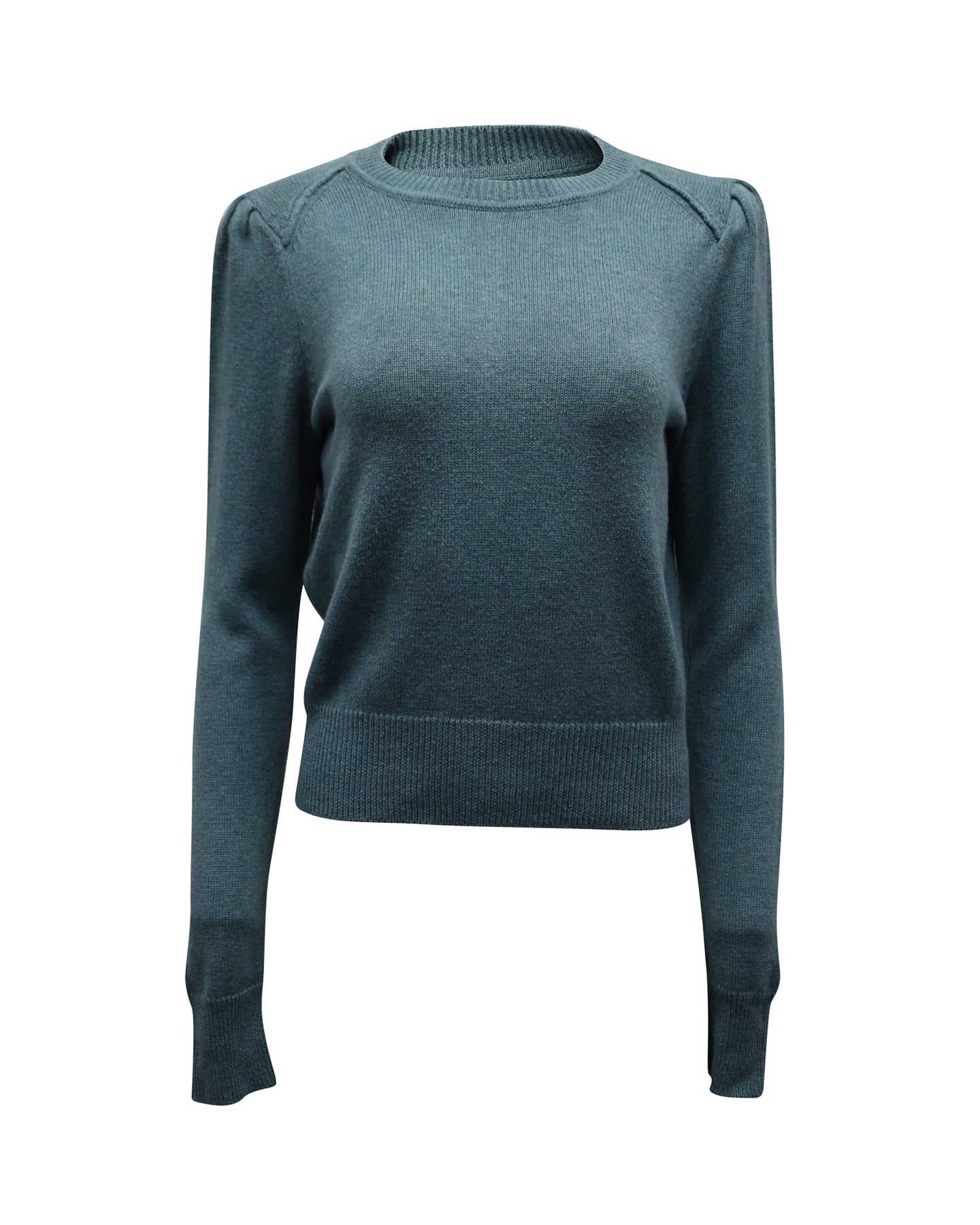 Isabel Marant Étoile Rundhalspullover mit Puffärmeln aus Seafoam Grün Baumwolle