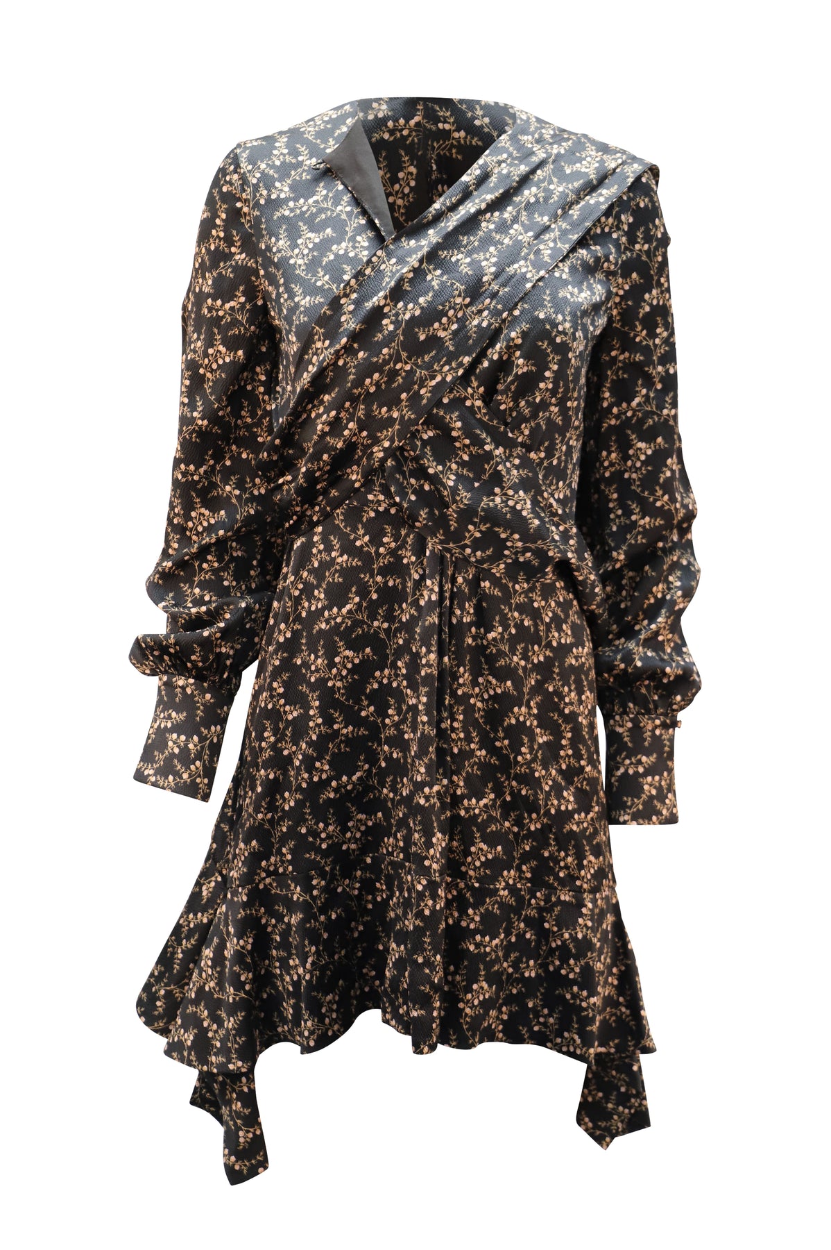 Jonathan Simkhai Kleid mit Blumenmuster aus schwarzer Seide