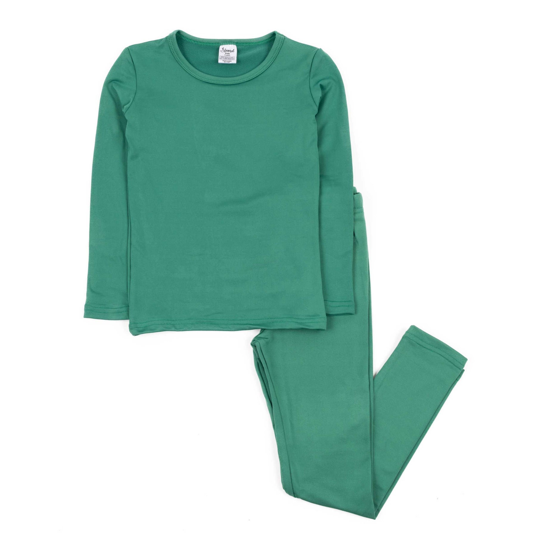 Kinder zweiteilige thermische Pyjamas klassische Volltonfarbe