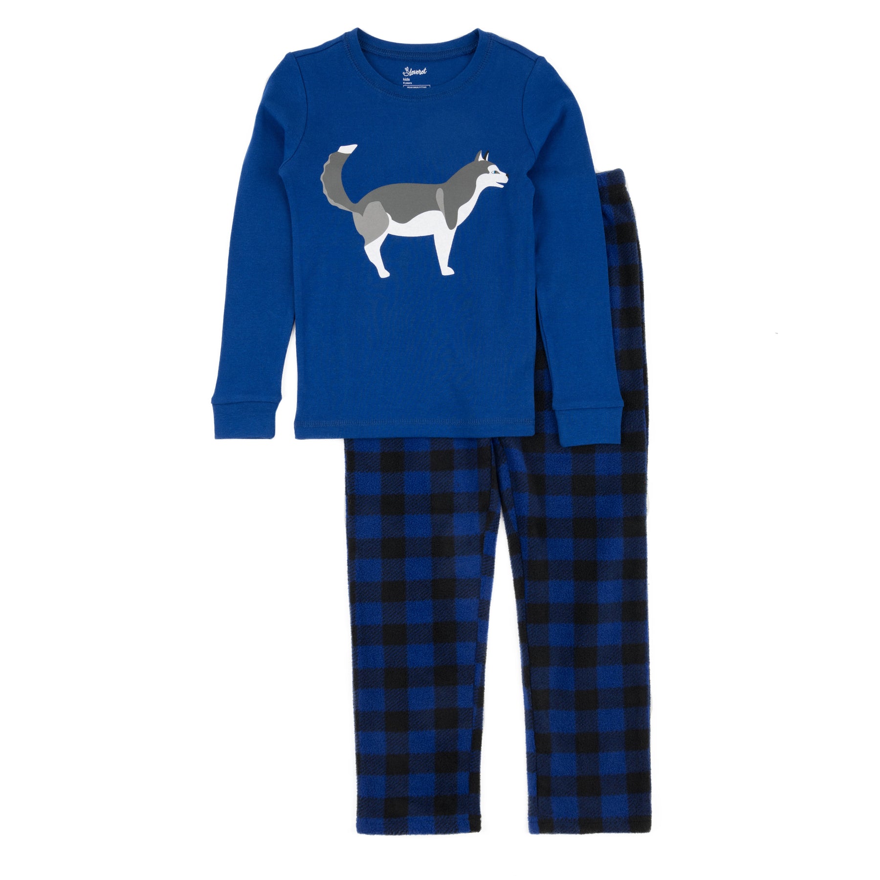 Kinder Baumwolltop und Fleecehose Pyjamas Husky