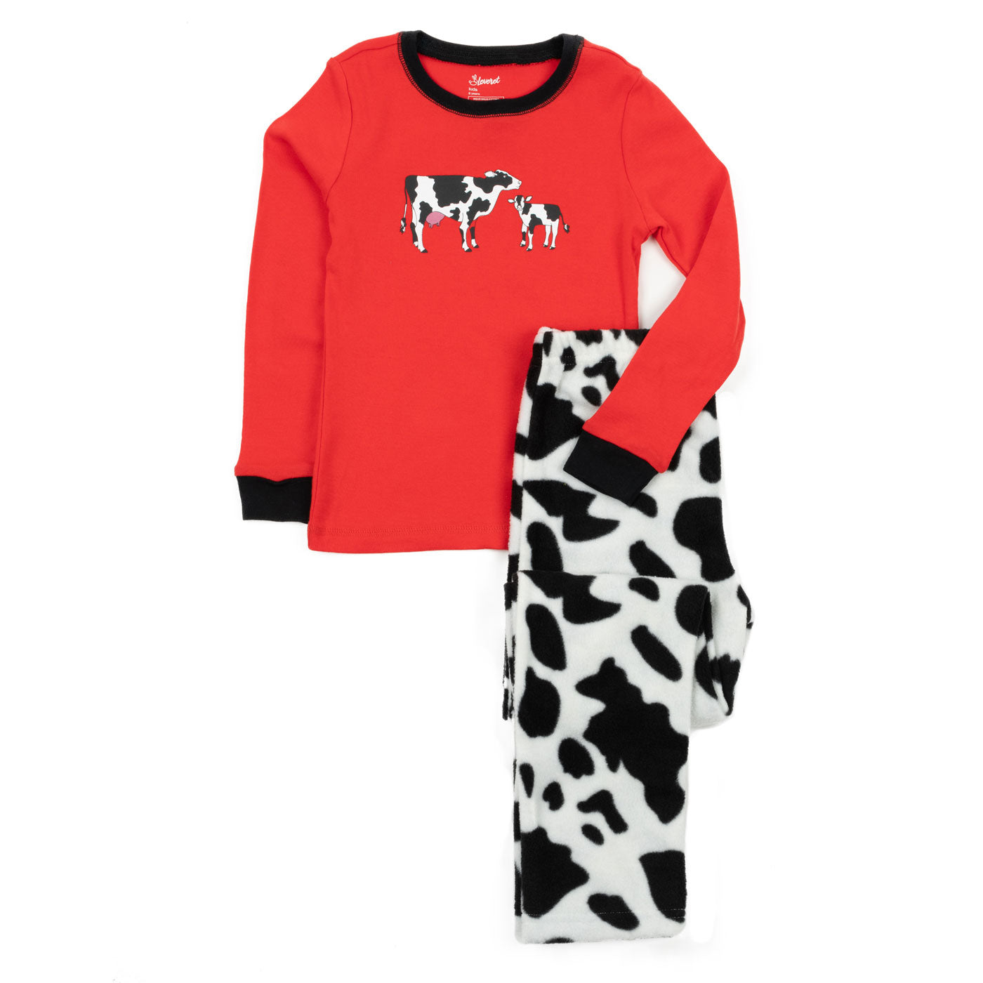 Kinder Baumwolle Top und Fleece Hose Pyjamas Kuh