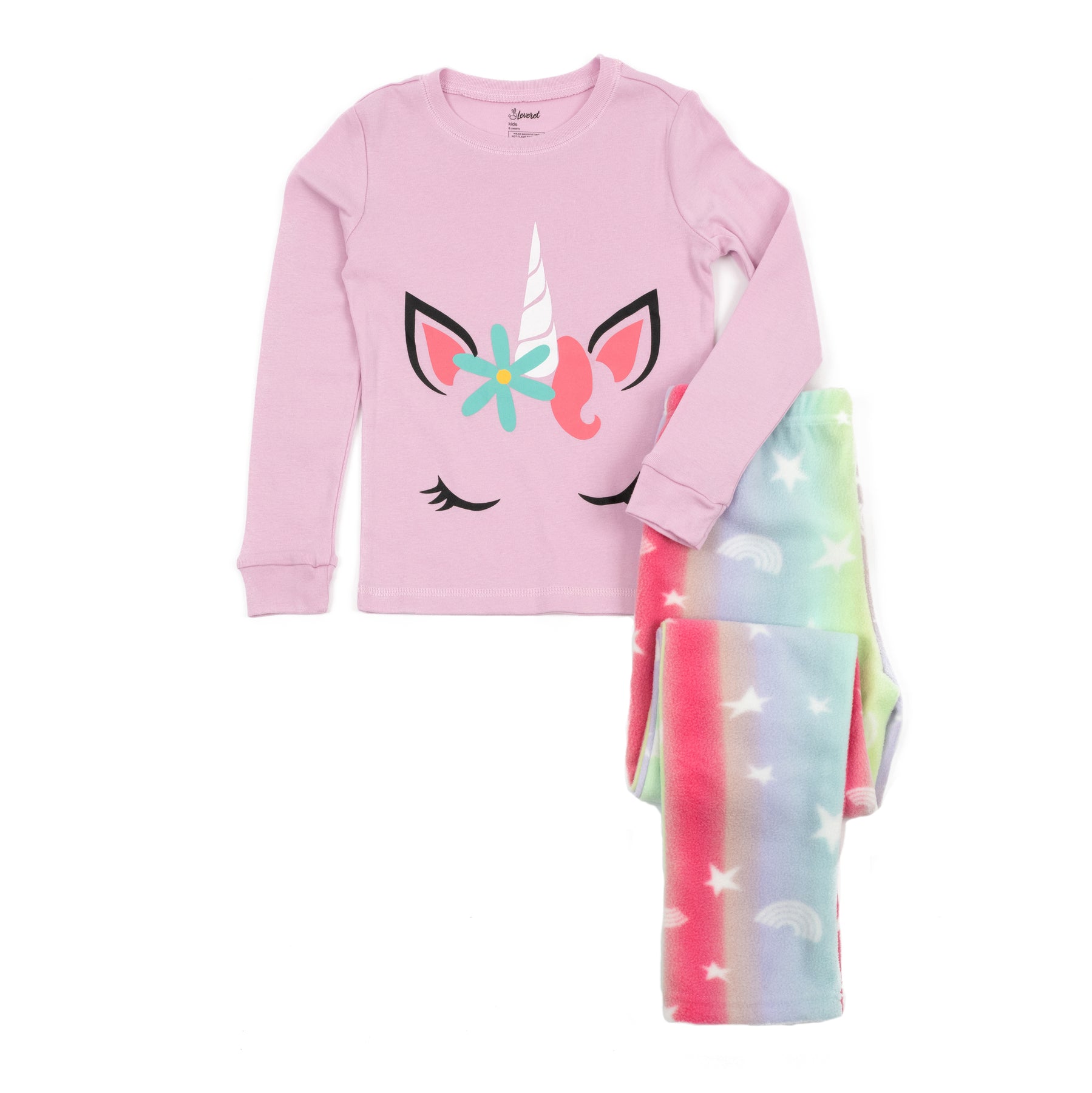 Kinder Baumwolle Top und Fleece Hose Pyjamas Sterne