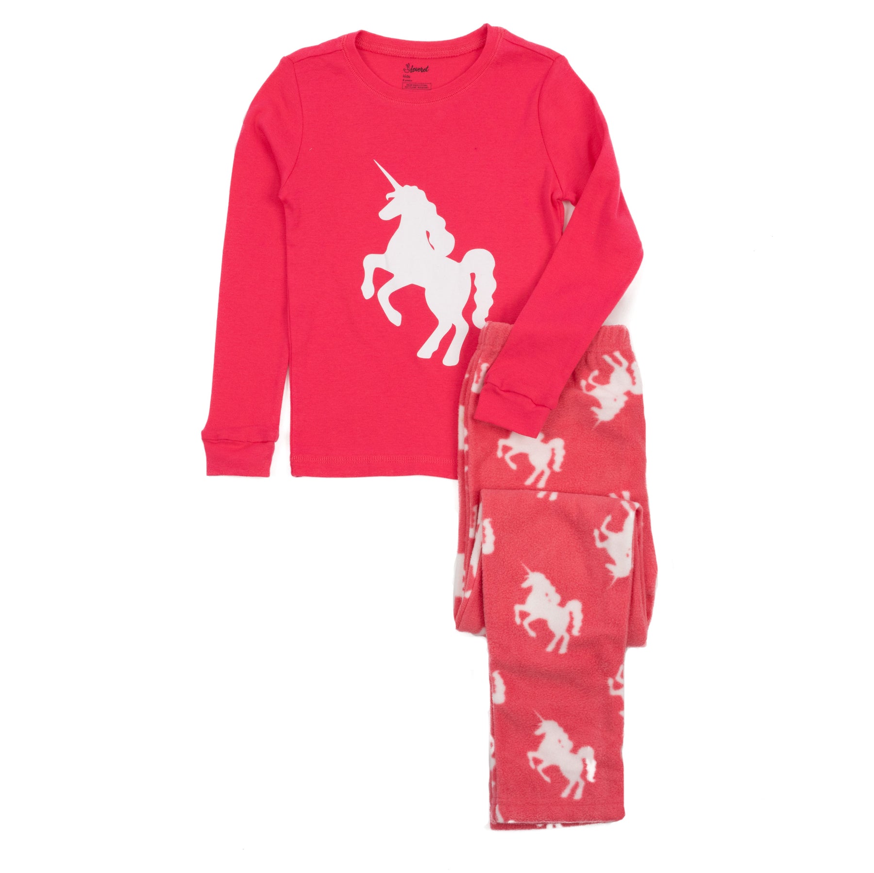 Kinder Baumwolltop und Fleecehose Pyjamas Unicorn