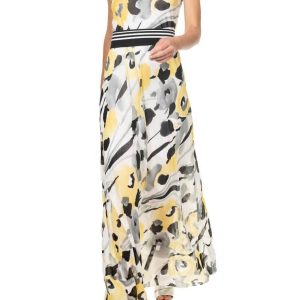 Print Midi-Kleid in gelb blumig