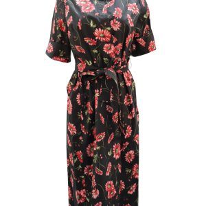 Adam Lippes mit Blumenmuster Pint Maxikleid aus schwarzer Baumwolle