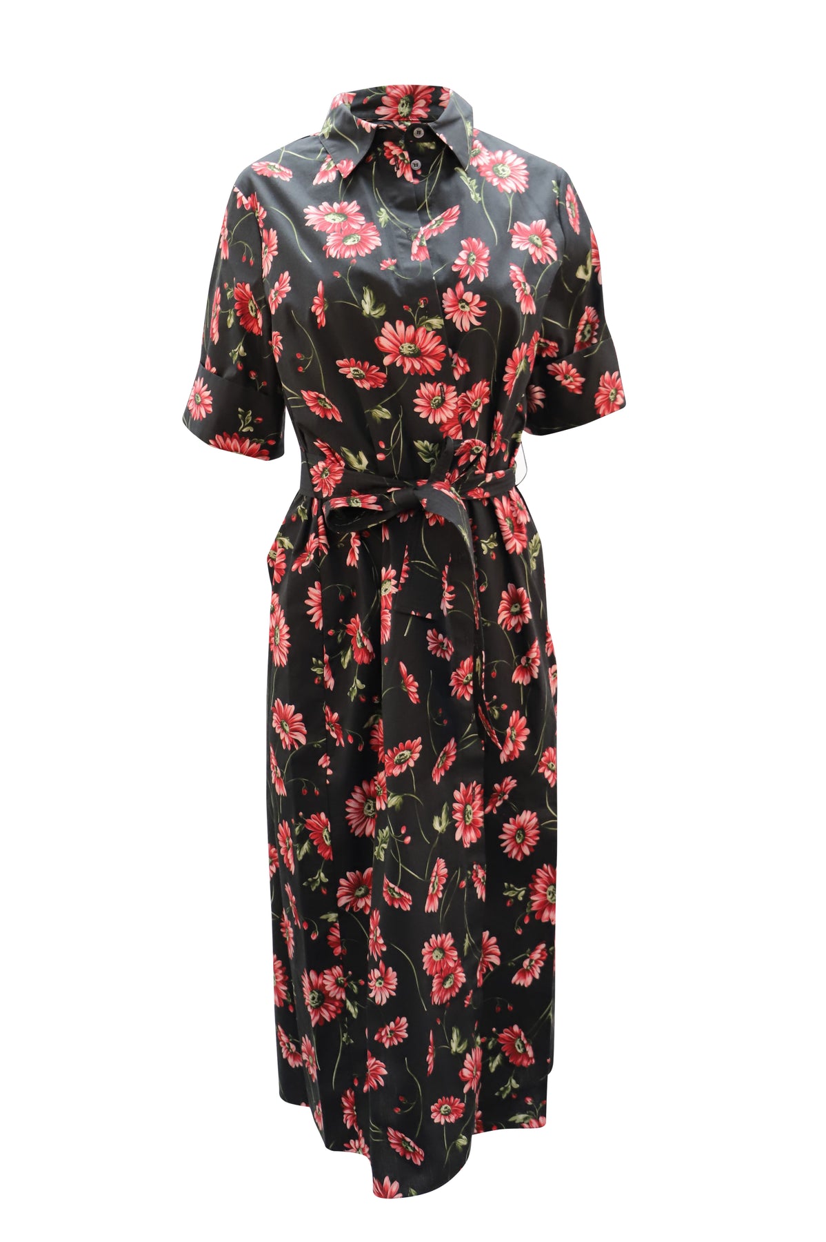 Adam Lippes mit Blumenmuster Pint Maxikleid aus schwarzer Baumwolle
