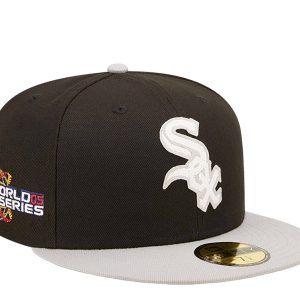 New Era Chicago weißer Sox-Letterman 59FIFTY Einbaukappe 60296435 – schwarz/grau 7676484780092