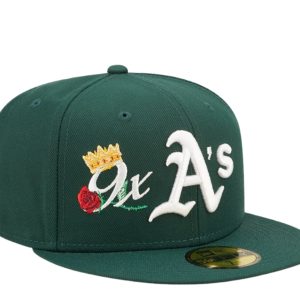New Era 59Fifty MLB Oakland Athletics Crown 9X Champs grün angebracht Hut 60243482 7676486418492