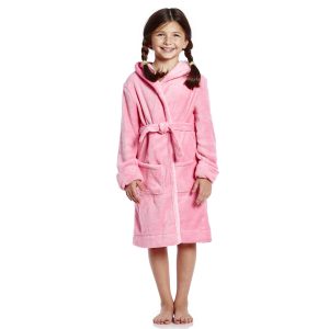 Kinder Fleece Kapuze Robe klassische feste Farbe