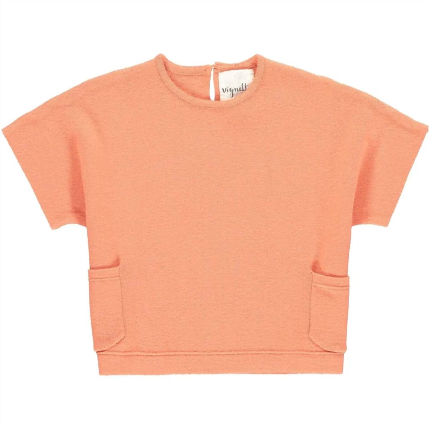 Mädchen Fiona Kurzarm-Pullover in Kürbis