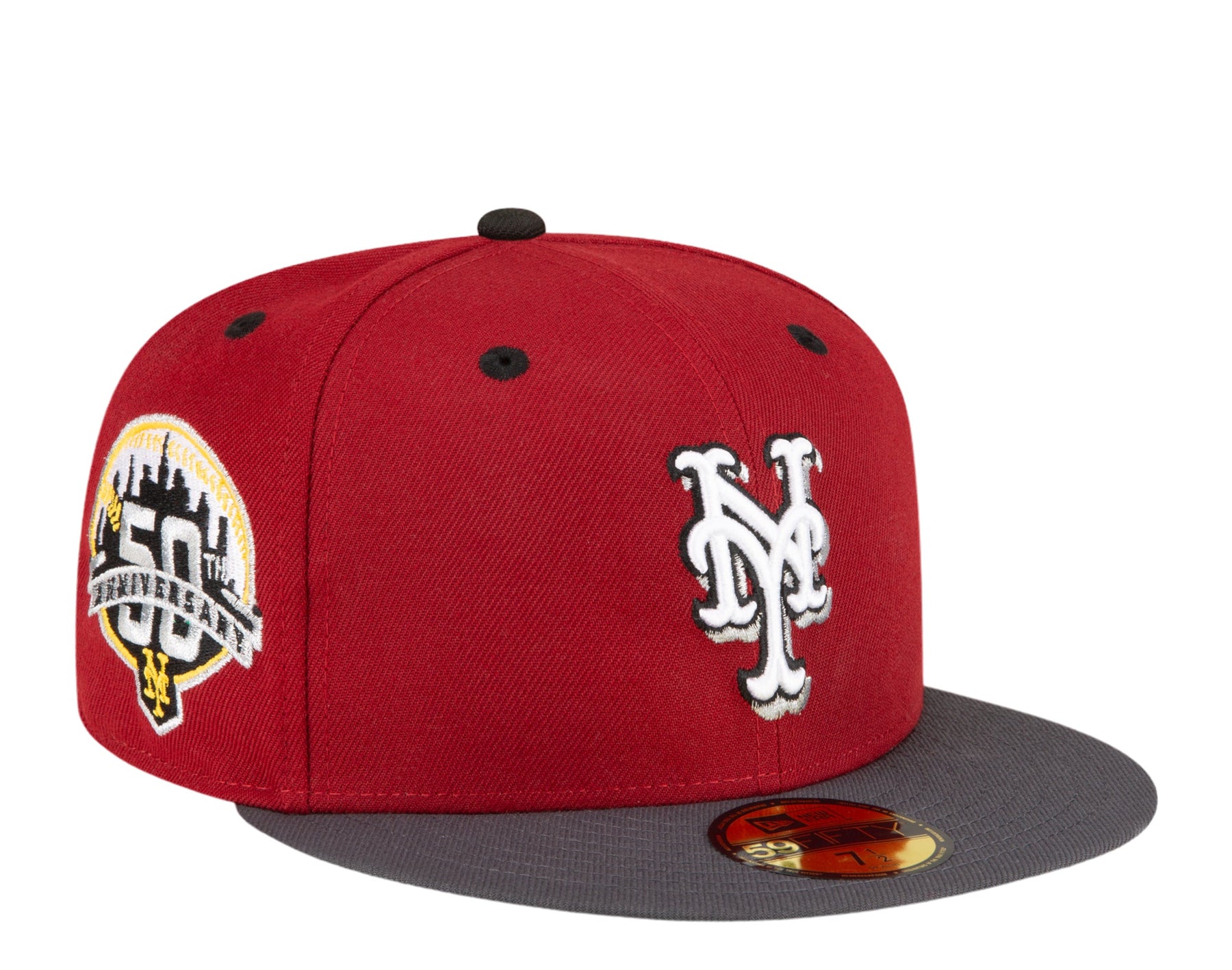 New Era New York Mets 50. Jahrestag 59FIFTY körpernah Cardinal W / graue Unterseite