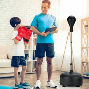 Einstellbare freistehende Boxsack mit Boxhandschuhe-Schwarz