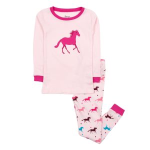 Kinder zwei Stück Baumwolle Pyjamas zeigen Pferd