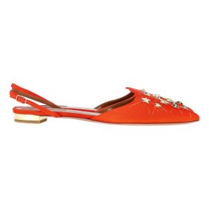 Aquazzura Beschlagene Akzente Slingback Wohnungen in Orange Satin