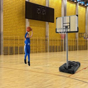 Basketballkorb mit 5,4-6,6 FT einstellbarer Höhe und 50 Zoll Backboard-Schwarz