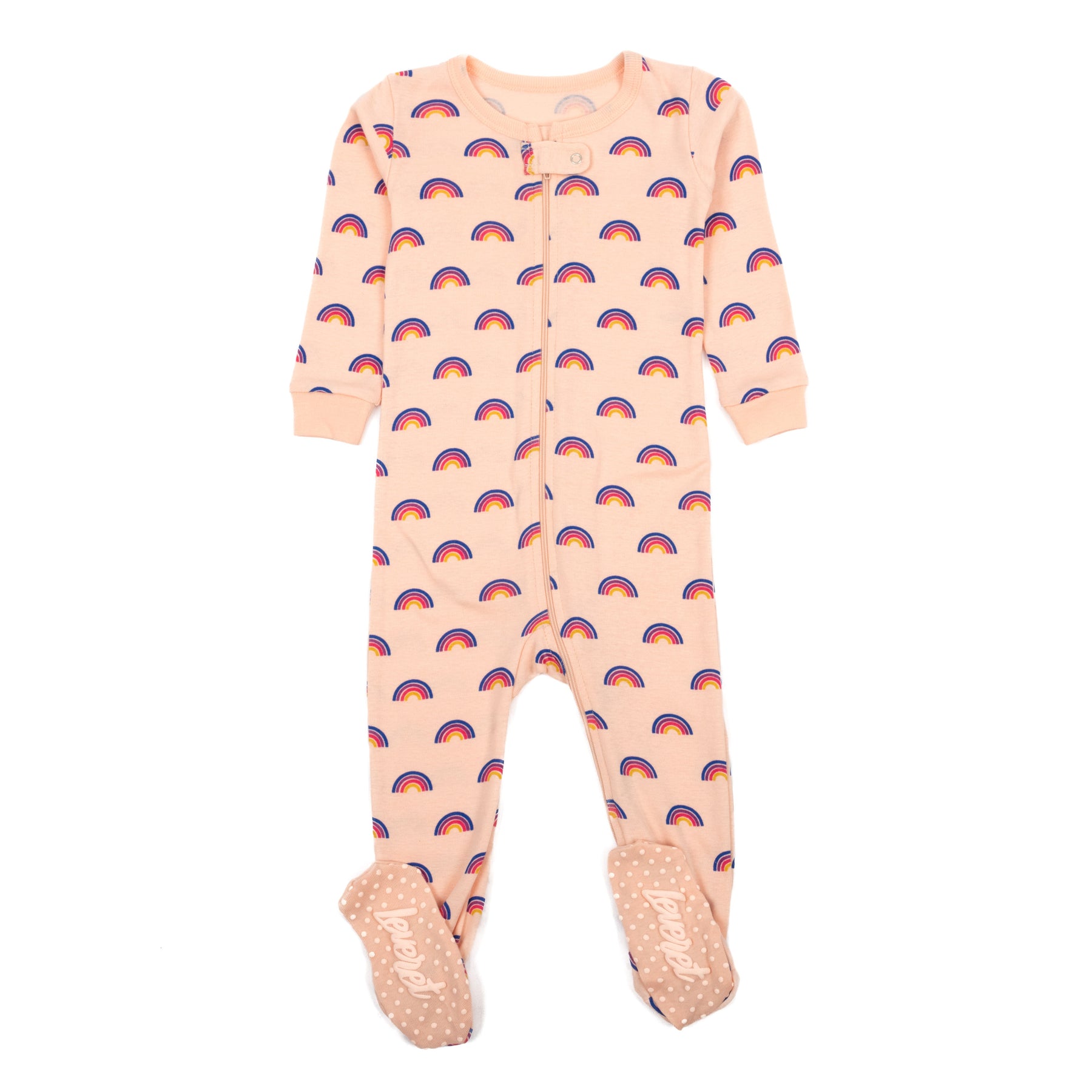 Kinder Fuß Baumwolle Pyjamas Regenbogen Pfirsich