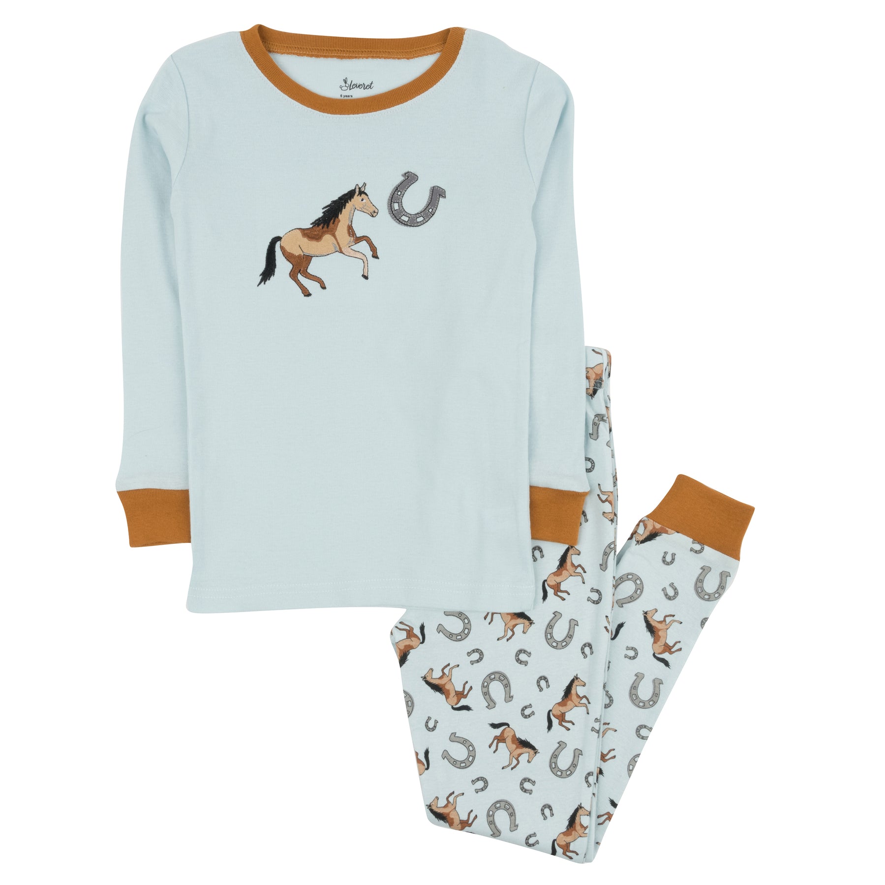 Kinder zweiteilige Baumwolle Pyjamas Blau Horse