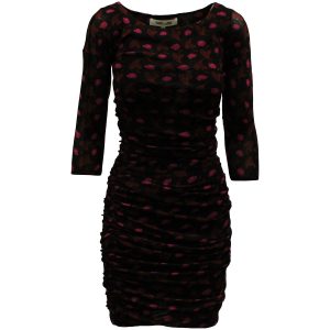 Diane Von Furstenberg Alfie gerafftes Bodycon Kleid aus dunkelbraunem Nylon 7765046788156