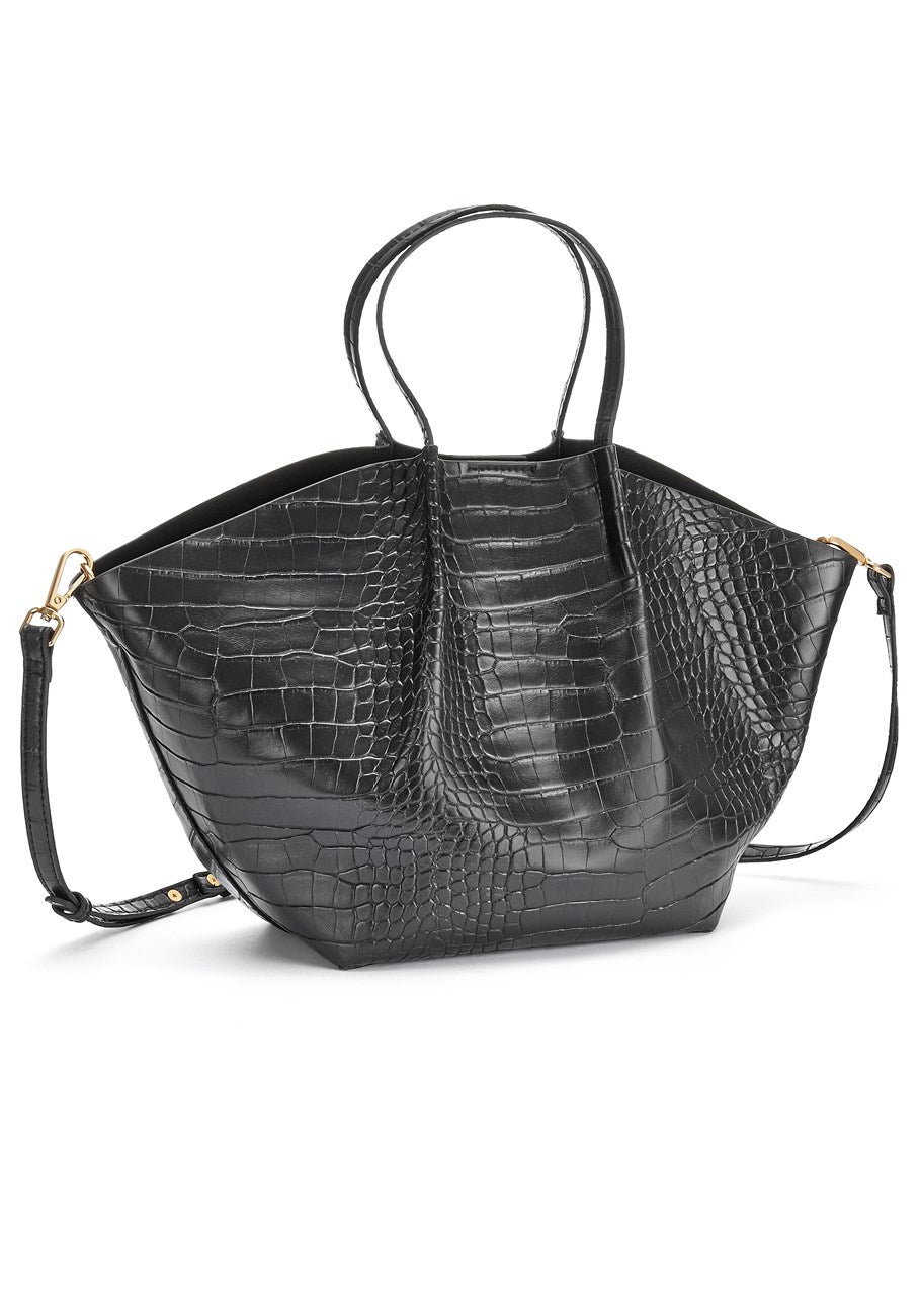 LASCANA Damen Ledertasche Imitat Croc