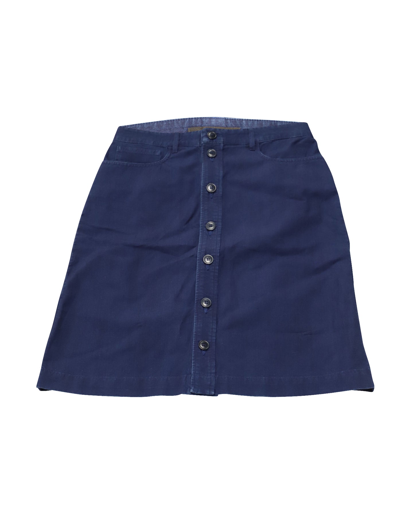 A.P.C. Midirock mit Knöpfen aus blauem Baumwoll-Denim