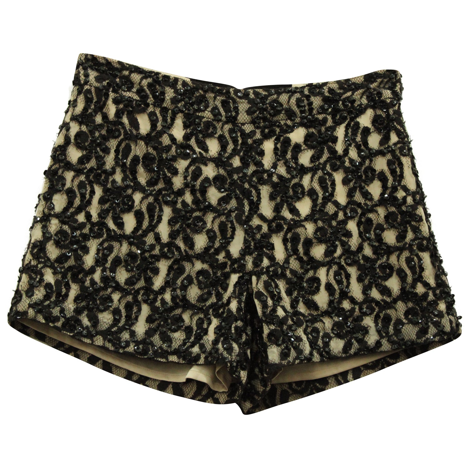 Alice & Olivia – Verzierte Shorts aus schwarzem Polyester