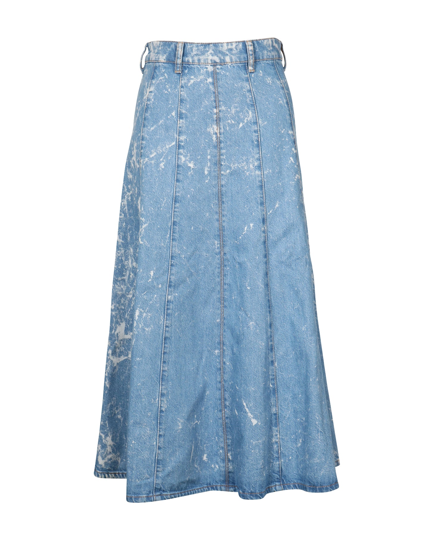 Ganni Bleached Midirock mit hohem Stehkragen aus blauer Baumwolle