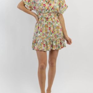 Belted Mini-Kleid in Flora Magenta