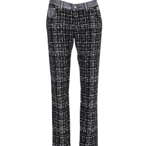 Dolce & Gabbana Check Tweed Insert Denim Hose aus mehrfarbiger Baumwolle 7766481240124