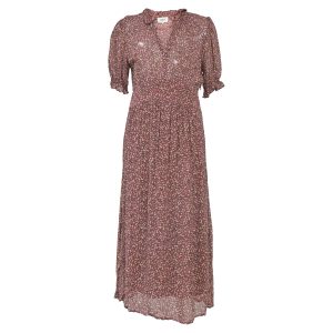 Ba&sh Chiffon Midikleid im Blumendruck Viskose 7765055406140