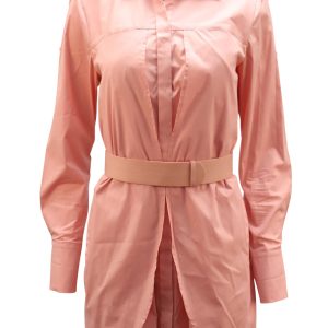 Halston Heritage Belted Hemdkleid aus rosa Baumwolle 7765054816316