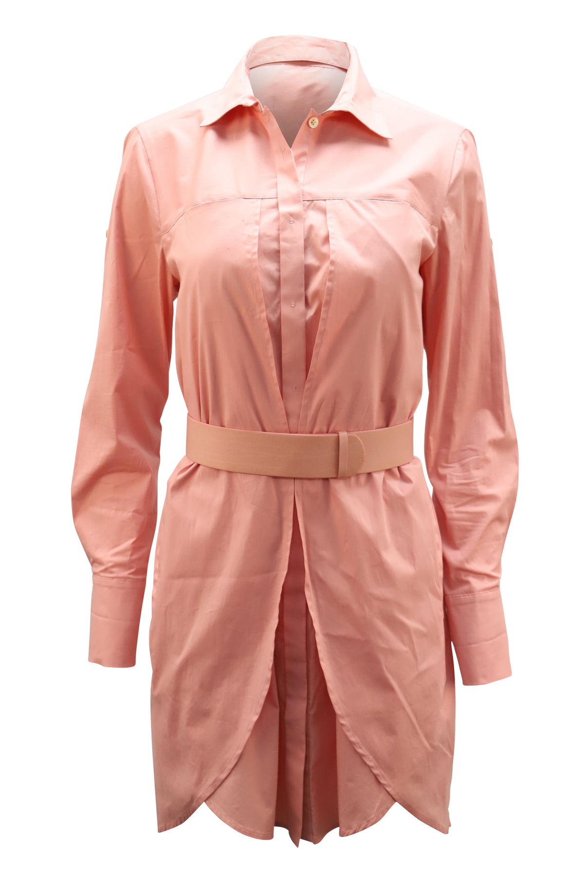 Halston Heritage Kleid mit Gürtel aus rosa Baumwolle – Hemd