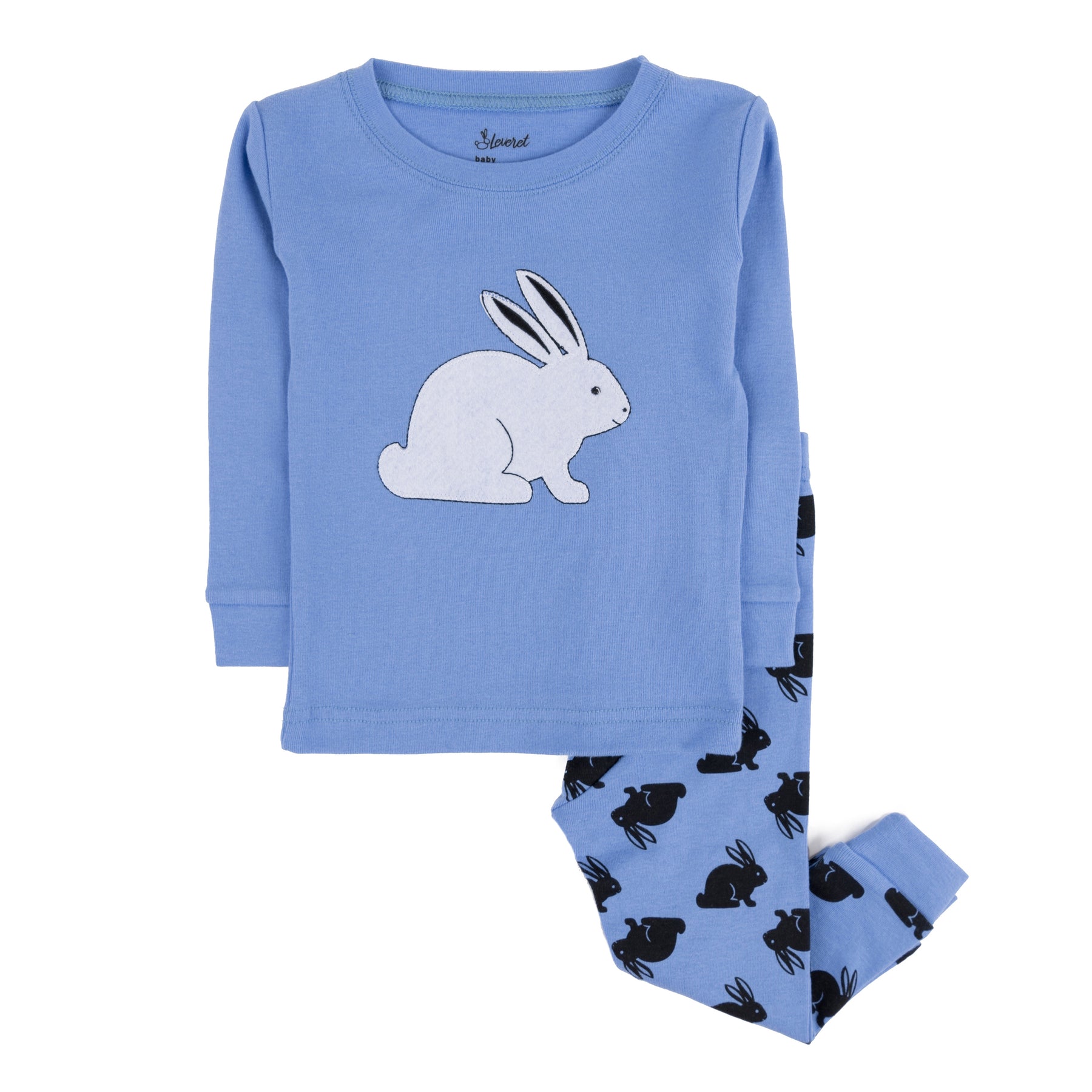 Kinder zwei Stück Baumwolle Pyjamas Hase blau