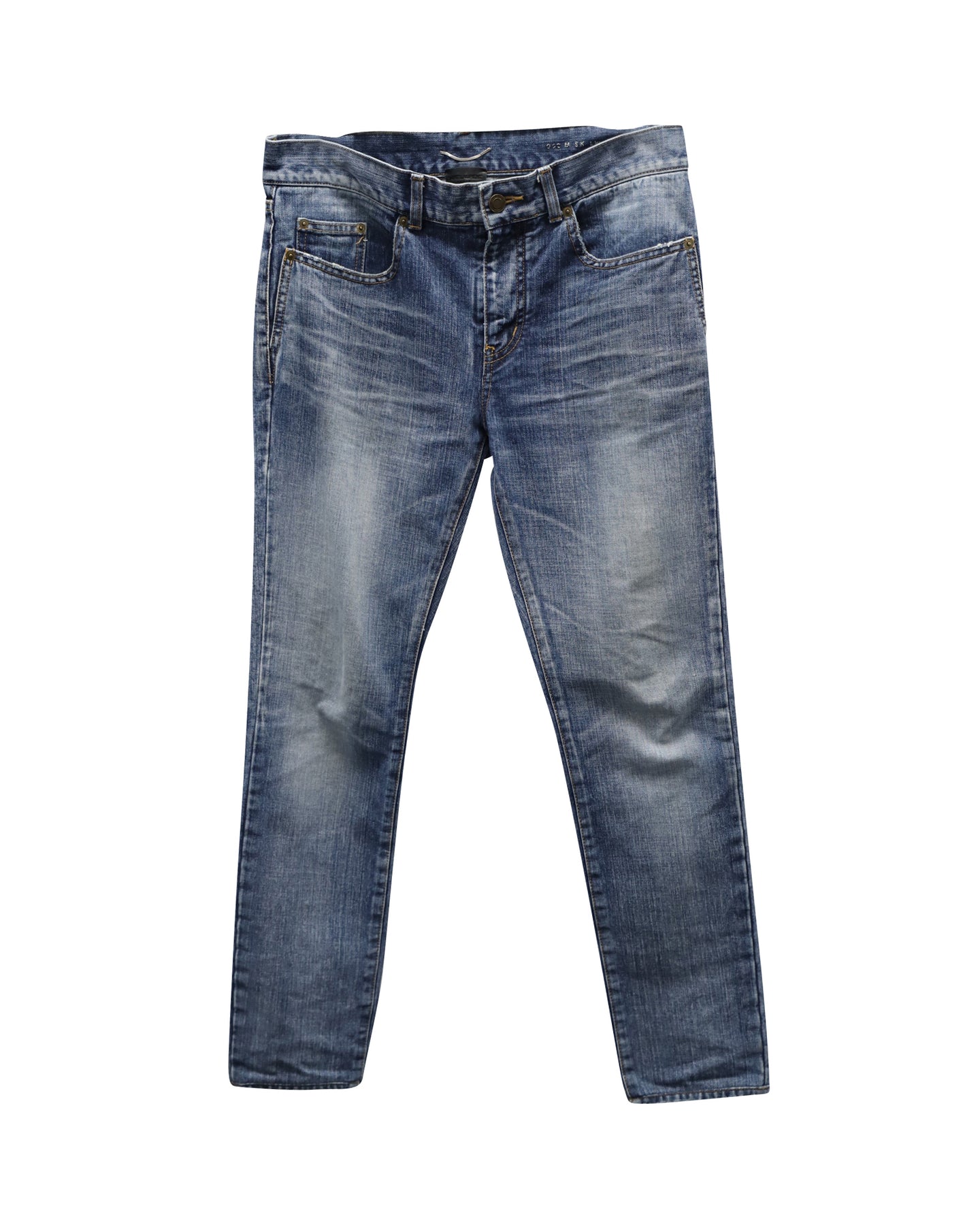 Saint Laurent Schmale Passform Jeans aus blauer Baumwolle